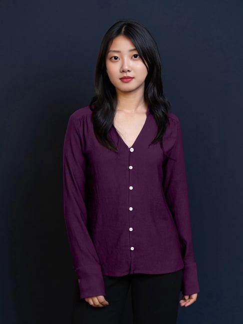 zink london purple straight fit shirt