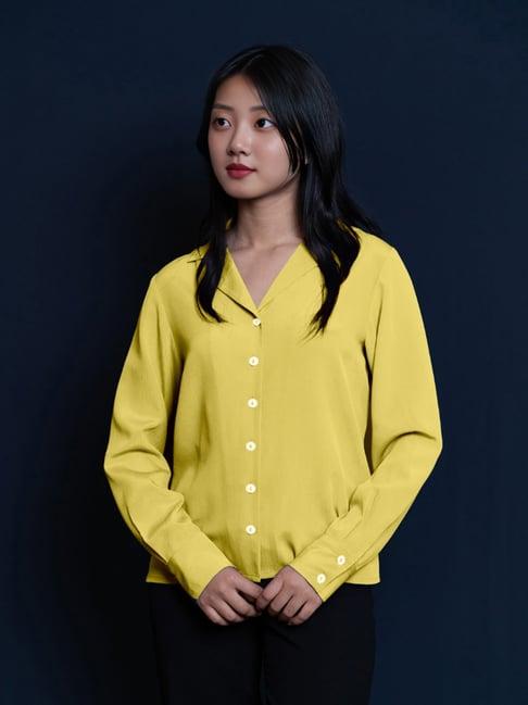 zink london yellow straight fit shirt