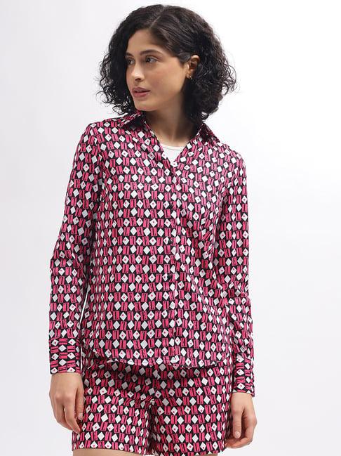 elle fuchsia & black graphic print shirt