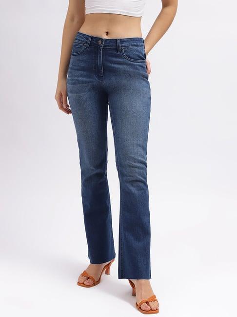 elle blue blended mid rise bootcut jeans