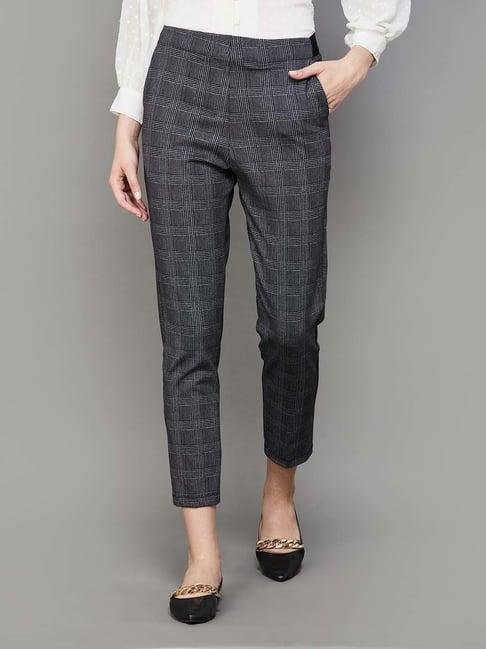 code by lifestyle grey chequered cropped pants