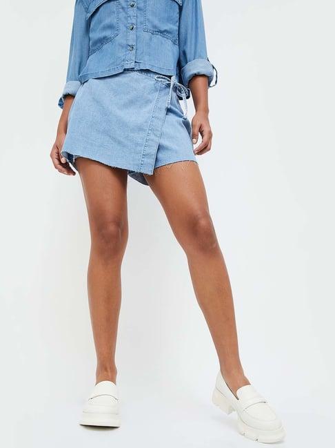 ginger by lifestyle blue cotton shorts