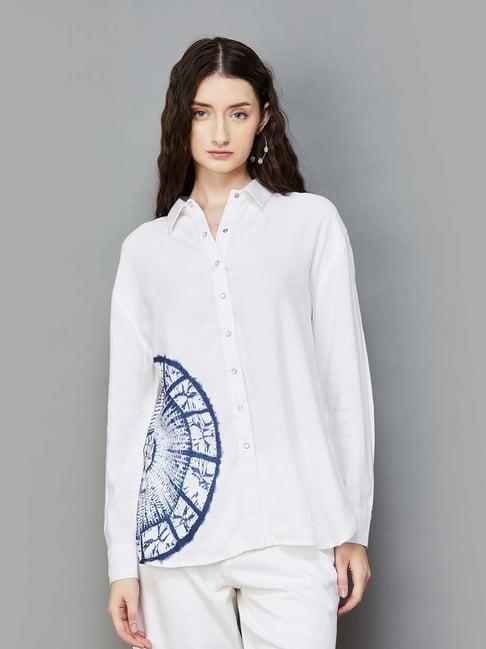 colour me by melange off-white printed shirt