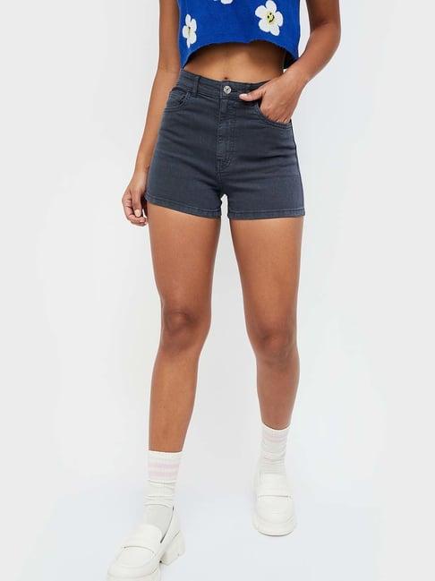 ginger by lifestyle grey cotton shorts