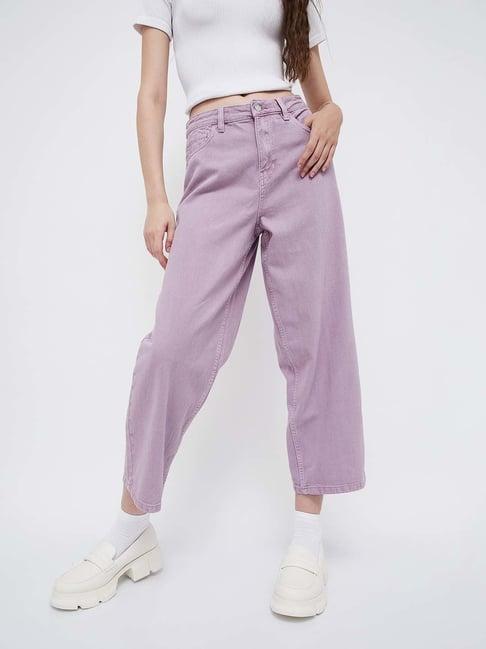 ginger by lifestyle lilac cotton mid rise jeans