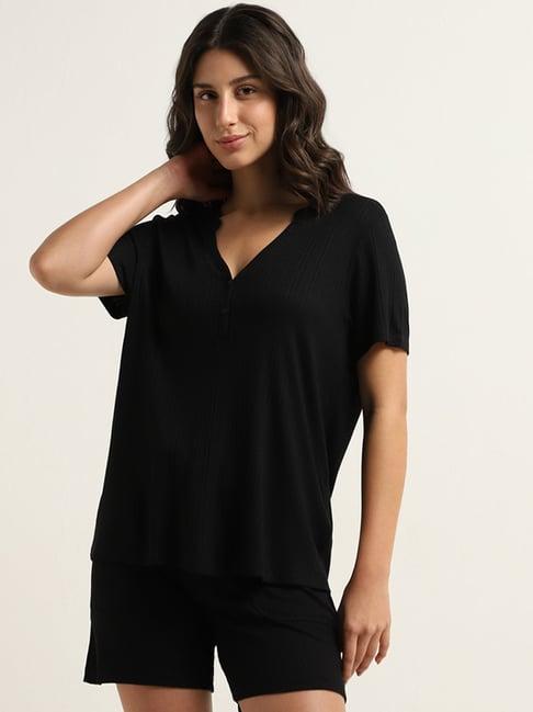 wunderlove by westside black ribbed top