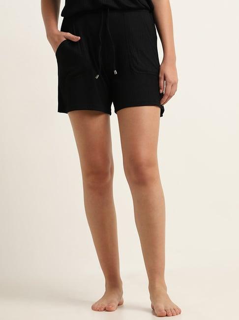 wunderlove by westside black ribbed high-rise shorts