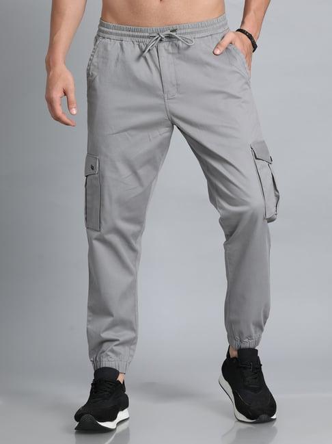 bushirt light grey slim fit cotton cargo joggers