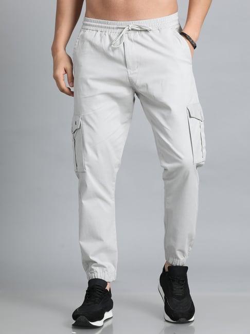 bushirt pastel grey slim fit cotton cargo joggers