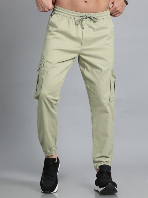 bushirt sage green slim fit cotton cargo joggers