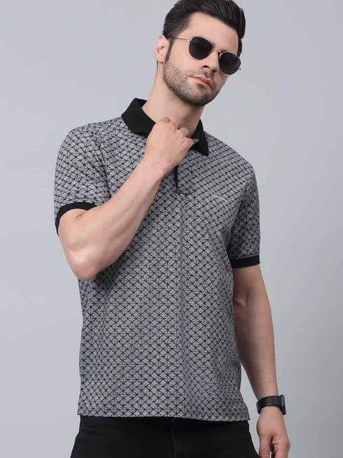 louis stitch black regular fit texture polo t-shirt