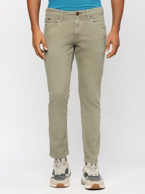 basics green slim fit jeans