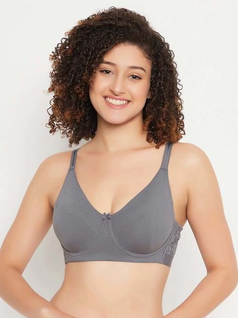 clovia grey cotton plunge bra