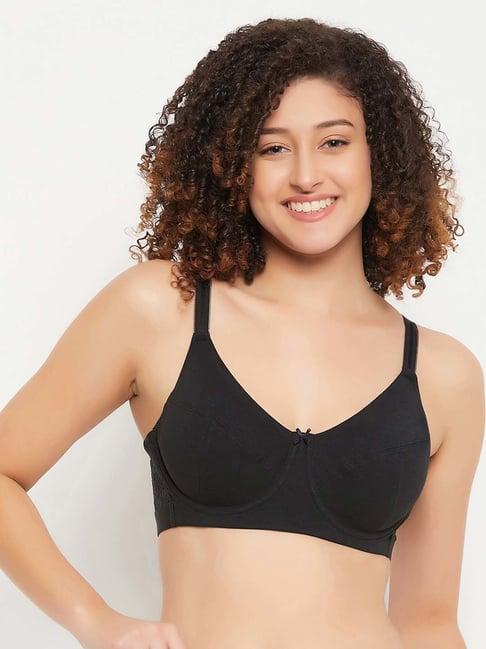 clovia black cotton minimizer bra