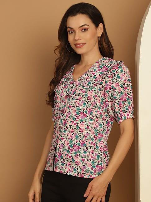 indian needle multicolor floral print shirt