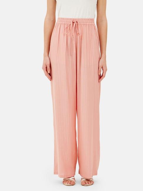 kazo peach striped relaxed fit high rise trousers