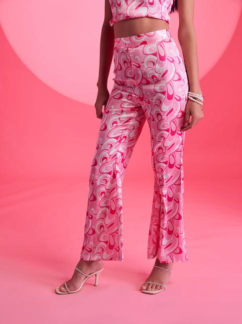 kazo pink regular fit high rise pants