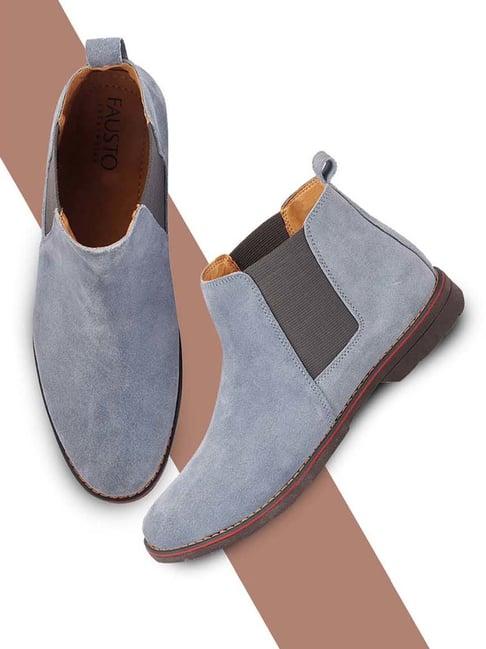 fausto men's sky blue chelsea boots