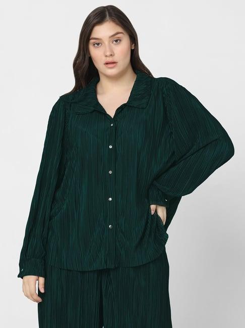 vero moda curve green textured shirt