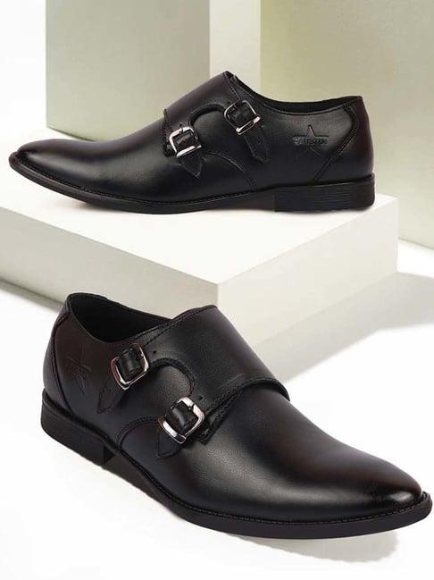 fausto men's black monk shoes