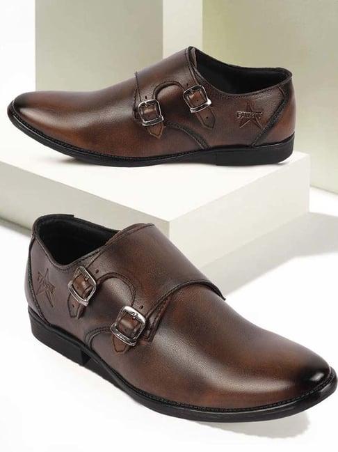 fausto men's tan monk shoes