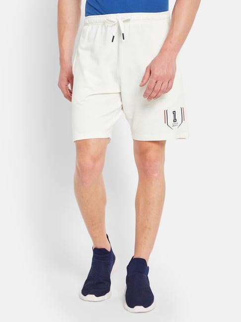 octave off white regular fit printed sports shorts