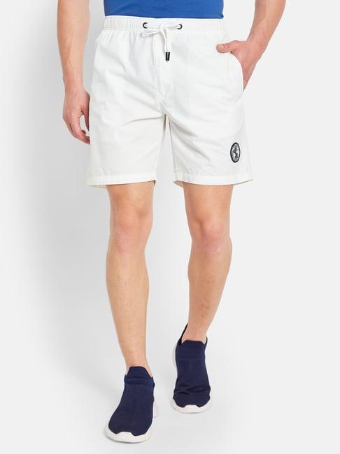 octave white regular fit sports shorts