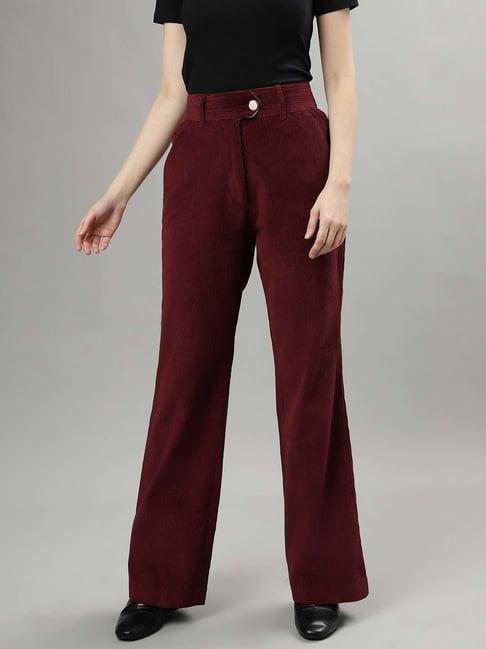 iconic maroon cotton striped trousers