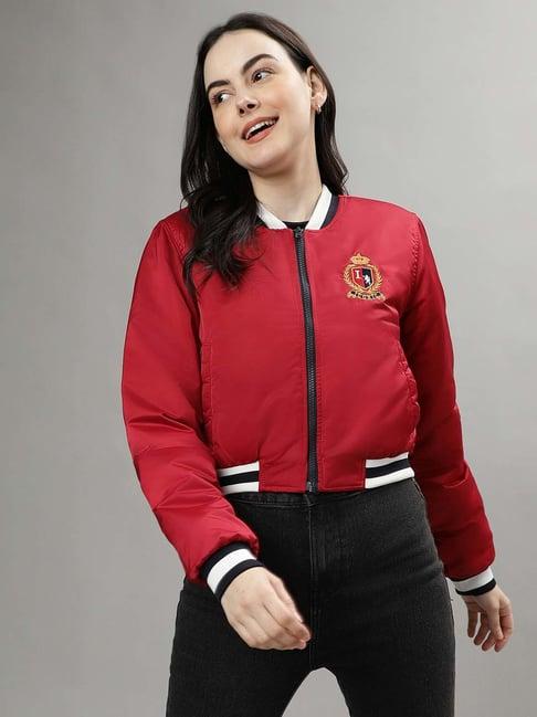 iconic red regular fit jacket