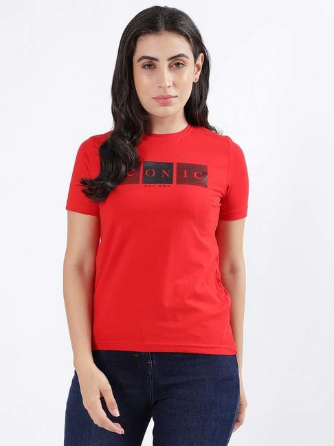 iconic red cotton printed t-shirt