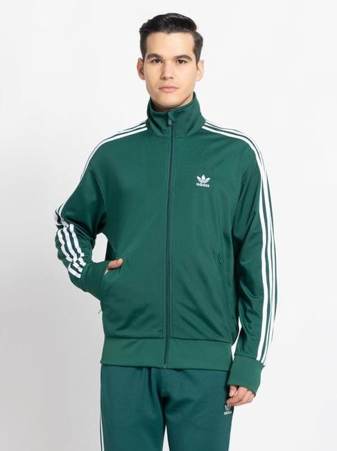 adidas originals green regular fit striped sports jacket