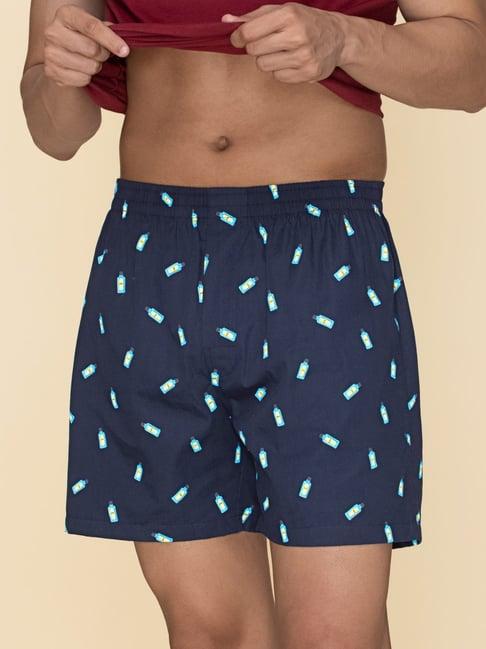 xyxx gin blue cotton relaxed fit printed boxers