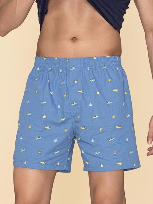 xyxx bus blue cotton relaxed fit printed boxers