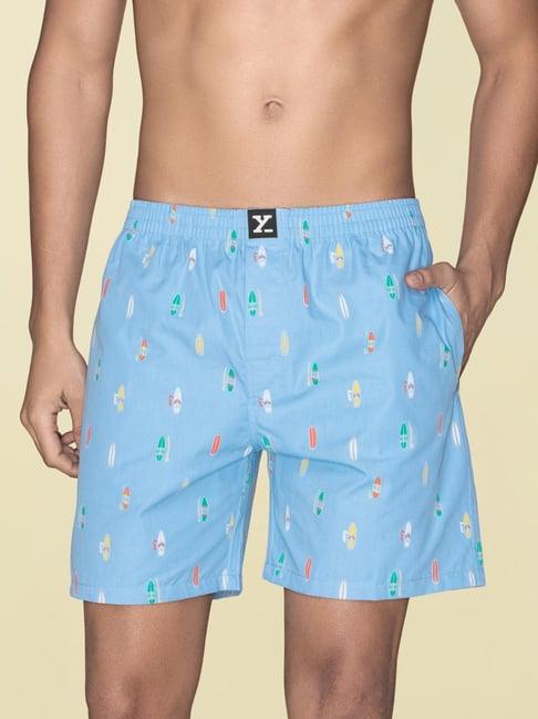 xyxx surfboard blue cotton relaxed fit printed boxers