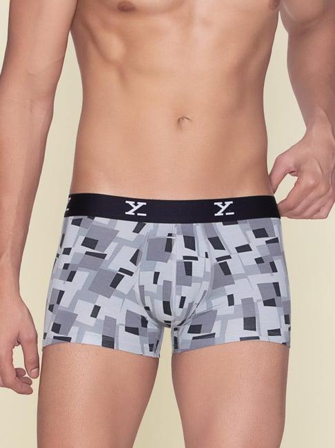 xyxx boxy grey slim fit printed trunks