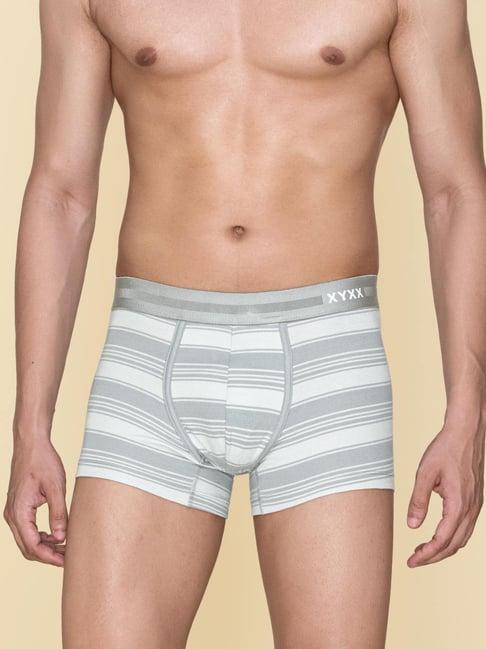 xyxx cloud grey cotton regular fit striped trunks