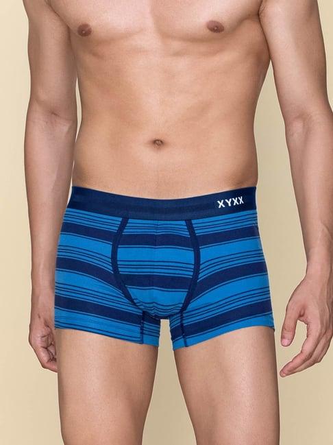 xyxx pacific blue cotton regular fit striped trunks