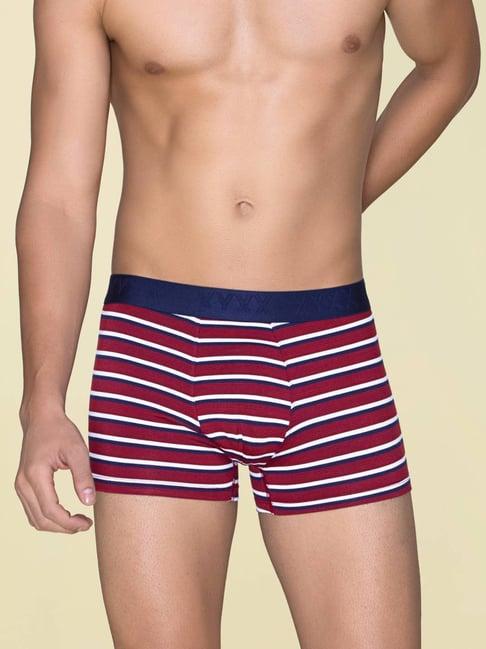 xyxx brick red slim fit striped trunks