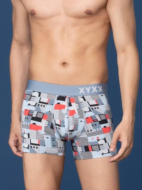 xyxx skyline blue slim fit printed trunks