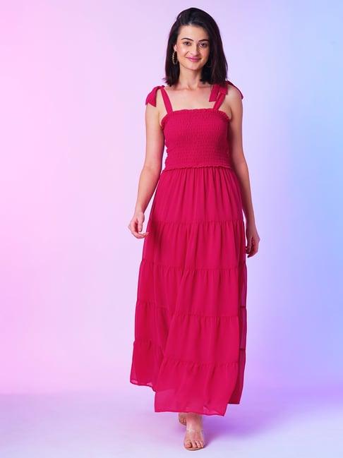 globus pink regular fit maxi dress