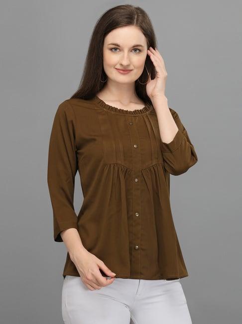 prettify brown regular fit top