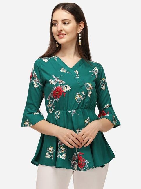 prettify green floral print top