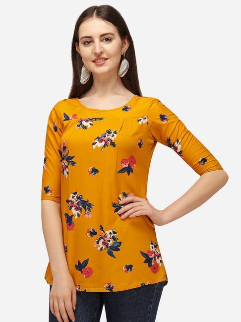 prettify yellow floral print top