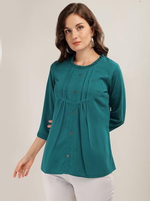 prettify teal regular fit top