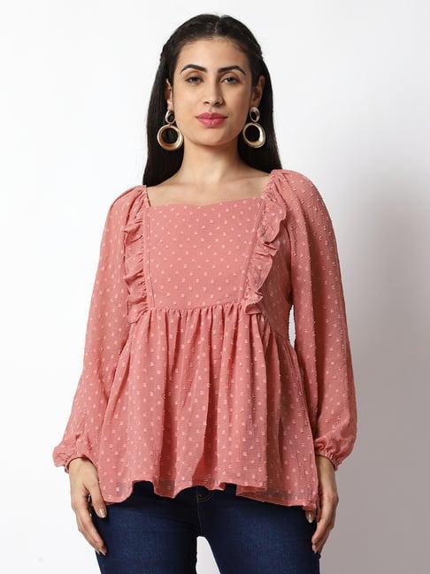 prettify pink self design top