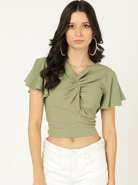 prettify olive regular fit crop top