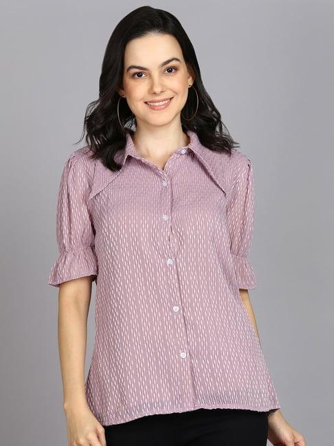 prettify lavender self design shirt style top