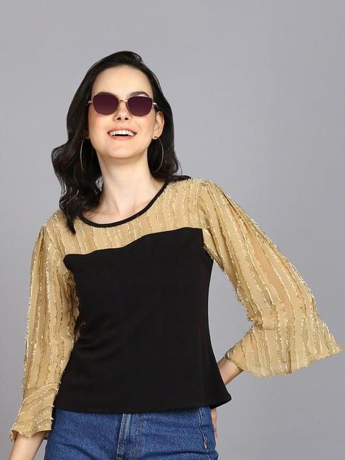 prettify black & gold regular fit top