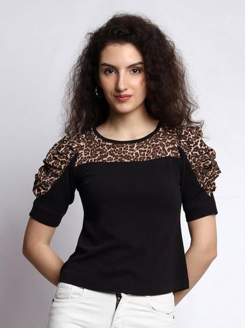 prettify black printed top