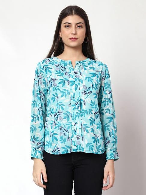 prettify sky blue printed top